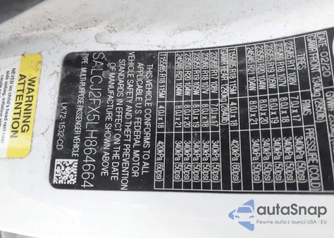 2020 Land Rover Discovery Sport S z USA, uszkodzony, nr VIN SALCJ2FX5LH864664